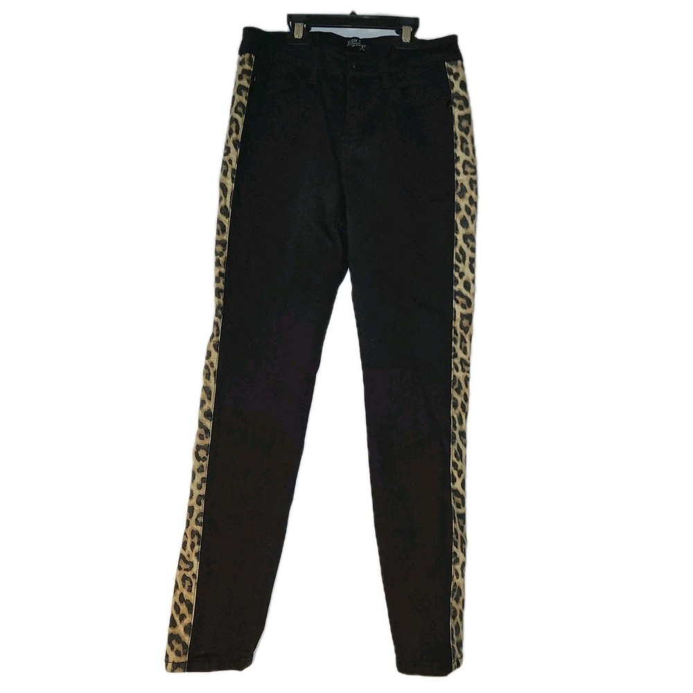 Judy Blue Skinny Jeans Size 3 Black Cheetah Print Stripe Stretch Comfort 3/26